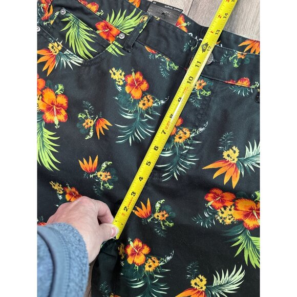Carbon Mens Floral Hawaiian Shorts Size 38 Cotton/Polyester Blend Black & Orange - Picture 7 of 9